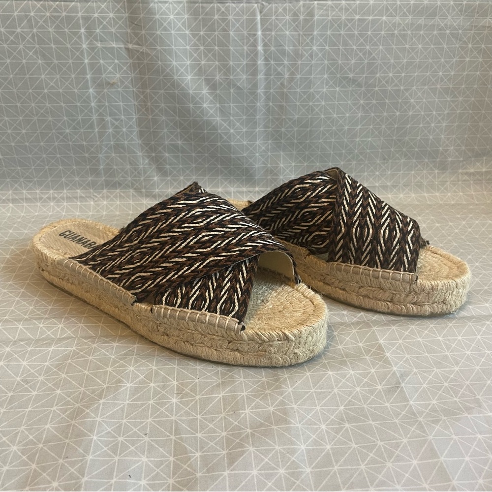 Guanabana Espadrille Crossed Wide Band Brown Black 37